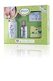 Johnson’s Baby Care Collection with Organic Cotton Bib and Baby Comb (5 Gift Items, Green)