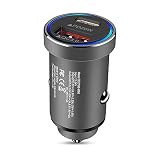 カーチャージャー シガーソケット USB-C 急速充電器 2ポート 車 充電器 PD 20W&QC 18W/Type-C&Type-A/超小型 Hootek 車 USB シガーソケット タイプC 12V/24V車対応 iPhone 17/16/15シリーズ、Galaxy S26、iPad Pro/Mini/Air、Pixel 7、Xperia 10IVその他Android対応(グレー)