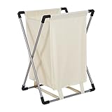 LiveBest Laundry Hamper withホワイト防水オックスフォードバッグとメタルx-frame服ストレージバスケット ホワイト KMA0398
