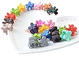 20PCS カラフルな盛り合わせミニ小さなプラスチック製のヘアクリップ爪クランプヘアピンの花の女の子（ランダム色）