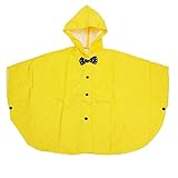 カラフルリンク レインコート キッズ用 こども ポンチョ 楽しく お出かけ 雨具 カッパ 携帯用収納袋付き (きいろ)