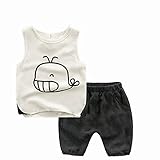 AiGo ベビー 服 子供服 キッズ 上下セット シャツ ｔシャツ ショートパンツ 可愛い 男女兼用 綿麻 ベビー キッズ ランニング 女の子 男の子 [並行輸入品]