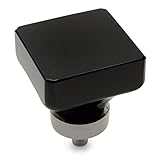 Cosmas 6377sn-xサテンニッケルキャビネットハードウェアSquareノブwithブラックガラス – 1 – 3 / 8 " Square