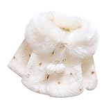 AMIGOYO ベビー服 コート 赤ちゃん ジャケット マント ボレロ フォーマル ボンボン付き ふわふわ ファー ストール マントお姫様 キュート 厚手 秋冬 クリスマス お正月 結婚式