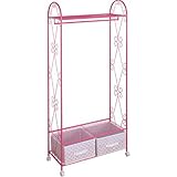 収納 ハンガーラック (ピンク)【おしゃれで可愛いワードローブ】