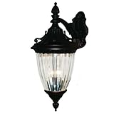 Z-Lite 505B-BK Waterloo Outdoor Wall Light, Aluminum Frame, Black Finish and Ribbed Semi Clear Shade