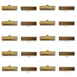 ノーブランド品 ワニグチ 金具 20個 リボン留め 紐留め 22mm ゴールド ワニ口 ワニカン エンドパーツ アクセサリーパーツ金具 （AP0074）