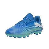 [プーマ] サッカースパイク 土と人工芝用 フューチャー 7 プレイ HG/AG + Mid Jr 107954 キッズ 24年秋冬カラー ハイパーリンク ブルー/ミント ホワイト(01) 22.0 cm