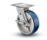Shepherd Prism Series 5 Diameter Urethane on Iron Wheel Swivel Caster with Tread Brake, 4-1/2 Length
