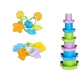 Green Toys Keys Teether, Twisted Teether, and Stacking Cups Bundle [並行輸入品]
