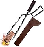 薪ばさみ ファイヤープレーストング 炭ばさみ BBQカーボントング バーベキュー用 暖炉器具 キャンプ道具 収納カバー付き