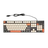 ゲーミングキーボード、104キーレトロキーボード、3色のキーキャップ、マルチメディアキー、Office有線キーボード、 XP 7 8 10 11 OS X用 (GREY)