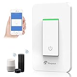 Teepao スマート Wi-Fi ライトスイッチ Alexa Google アシスタント ワイヤレススマートウォールスイッチ リモートコントロール機能 ハブ不要 単極のみ ニュートラルワイヤー ET