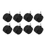 uxcell キャスター車輪　ネジ・オンのタイプ　M8　ダブルホイール　ブラック　オフィス椅子　8個入り