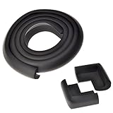 JSDDE　ベビーケガ防止　2メートル　コーナークッション1本　と　コーナーパッド角型10個　セット　L型　厚手　弾力 　取付テープ付　5色 (ブラック)