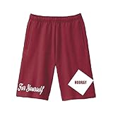 HOORAY(フーレイ) パンツ ダンス 衣装 ヒップホップ キッズ ハーフ ロゴ スウェット パンツ XL ワインレッド
