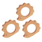 Lovoski ハリネズミ形状　可愛い　ティースリング　ウッド製　　乳児　注目集め　力助け　3個入り