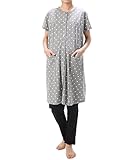 87075 Nishiki(ニシキ) マタニティ 半袖 上下セット 前開き ウエスト調整機能付きパンツ フロントホック開閉 チュニック丈 吸湿 保温 妊婦 授乳 産前 産後 春 夏 パジャマ ルームウ