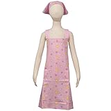 ガールズ小物[Family Fashion]子供用星柄三角巾＆給食エプロン2点セット|女の子|キッズ|ジュニア 150cm ピンク-星柄