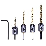 面取りカッター バリ取り ドリルビットセット 丸軸 高速度鋼工具 90度 ドリルビット 電動ドリル用 木工 プラスチック 加工 5枚刃 4本セット 3mm-6mm Matefieldjp