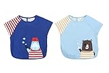 clearly ベビー キッズ 半袖 防水 エプロン アニマル 子ども 2枚セット 男の子 女の子 (クマ・セイウチ)