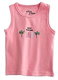 Plus Nao(プラスナオ) タンクトップ ノースリーブ トップス 子供服 プリント ヤシの木 男の子 女の子 キッズ カジュアル 90 100 110 120 13 130 ピンク