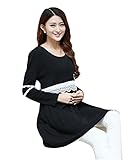 【Tresor】 マタニティ 産前産後 長袖 チュニック ワンピース 切り替え　ジッパー 秋冬 お腹 ゆったり 締め付け無し 授乳 妊娠初期 中期 後期 キュート 大人気 TRAP-152357（ブラ