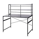 (OSJ) パソコンデスク テーブル 収納ラック付デスク(幅120) 机 オフィスデスク 木製 (ブラック)