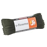 スフローム(s-flowme) パラコード 7芯 4mm x 30m 耐荷重 250kg クラフト テントロープ アクセサリー ブレスレッド アウトドア キャンプ テント タープ 用固定用紐 ガイロープ ロープ A25 オリーブグリーン