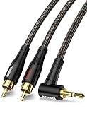 RAWAUX RCA 3.5mm 変換 オーディオケーブル 3m 90度3.5mm TRSプラグ - 2 RCA ステレオケーブル 直角AUX-フォノ