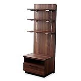 LOWYA （ロウヤ） キャビネット 収納棚 国産 木目調 引き出し 収納 高さ調節 飾り 棚 大型 ハイタイプ 異素材MIX シンプル おしゃれ 幅60cm ブラウン 新生活