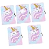 Totority 5個 ぬいぐるみ ロック 本 パープル ユニコーン ノート ユニコーン カバー メモ帳 学生 ユニコーン パーティー 好意