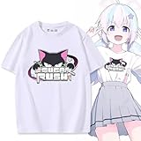 ブルーアーカイブ ブルアカ 杏山 カズサ Tシャツ 半袖 カズサバンド aLIVE 黒猫 同型 コスプレ衣装 夏服 丸襟 上着 インナーシャツ 人気 トップス T-Shirt おしゃれ ファッション プレゼント 男女兼用 (A,L)