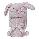 Elegant Baby Giftable Pink Bunny Aviator Hat with Fleece Lining and Soft, Cream, 30x34 Ultra Plush, 