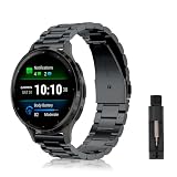[ReHowy] バンド Huawei Watch GT 6 41mm/Huawei Watch 5 42mm 対応 交換バンド 18mm ビジネス風 ファーウェイウォッチ gt 5 Pro 42mm 交換ベルト ステンレス製 サイズ調節可能 調整工具付き コンパチブル Garmin Venu 4 41mm/Venu 3S 替えベルト ブラック