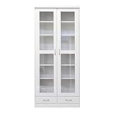 日本製 幅80cm 高さ180cm 書棚 キャビネット ホワイト 完成品【開梱設置付き】