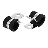 uxcell EPDMラバーライニングPクリップ ゴム 304ステンレス鋼 シルバートーン ブラック10mm D 2個入り