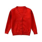 Aliciga セーター シンプル 無地 Ｖネック カーディガン 長袖 ニット (全6色) 子供服 スクール 学生 男の子 女の子 兼用 80/90/100/110/120 かわいい 柔らかい 春夏秋