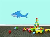 Daycare School Classroom Happy Shark Fish Swimming Kids Vinyl Wall Sticker Size: 16x51 Color: Black 