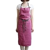 [Lino e Lina] リーノエリーナ エプロン フルエプロン マノン Manon A266 マゼンタ レディース メンズ キッチン 無地 リネン 麻 シンプル ロング丈