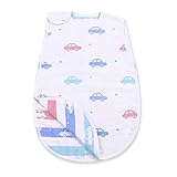 BEATON　JAPAN スリーパー 6層 コットン ガーゼ 元気なベビー&キッズの寝冷え防止に (くるま（ブルー）)