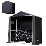 Anovara(アノヴァラ) サイクルハウス バイクガレージ サイクルポート 1台用〜2台用 自転車置き場 屋外 サイクルガレージ バイク ガレージ ガレージテント 自転車 テント 屋根 車庫 自転車小屋 バイク テント 大な正門 物置 屋外 耐水圧2000mm 防水防風防塵遮熱 (ブラック、ロゴ入り)