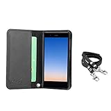 wisers ケース カバー 手帳型 モバイル スマートフォン スマホケース ハンドストラップ ネックストラップ カードホルダー ブラック