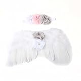 Liebeye 天使の翼　2点セット　幼児　ベビー　赤ちゃん　小道具　髪飾り　ヘアバンド　かわいい ホワイト