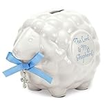Ceramic Baby Lamb Bank with Blue Boy Scripture - The Lord Is My Shepherd by Brownlow Gifts [並行輸入品]