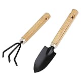 uxcell シャベル　花園レーク　花園スペード　ブラック　カーキ　メタル製　木製ハンドル