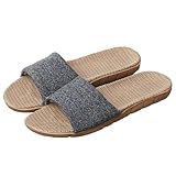 [Confis] スリッパ リネン 亜麻 室内 ルームシューズ 軽量 前開き 滑り止め 厚底 涼感(LL・ブルー)