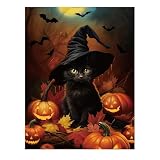 DIFEIUKI 5D ダイヤモンド キット ダイヤモンドアート ハロウィン飾り 黒猫 かぼちゃん ダイヤモンド絵 手作り絵画手芸キット 塗装キット DIY 壁掛け 初心者でも楽しめる