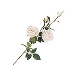Lovoski 　３朶/束　造花　人工　シルク　バラ　薔薇　花束　結婚式　ホーム　パーティー　装飾　全６色 - 白