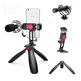 スマートフォンビデオマイクキット Viewflex VF-K2 外付けマイクホルダー 1/4&3/8ねじ穴 ミニ三脚付きガン Vlog YouTube 録音 動画撮影 iPhone 7 8 Plus X 12 Pro Max SAMSUNG HUAWEI (54~96mm) 対応